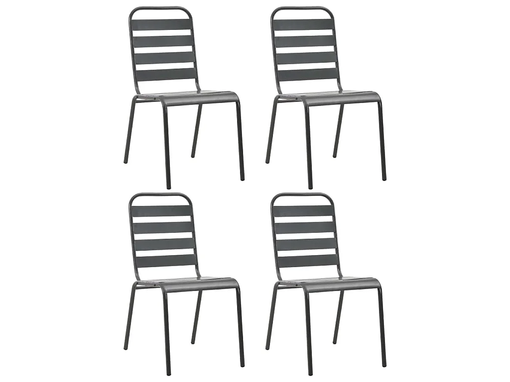 Chaises d'extérieur lot de 4 Design à lattes Acier Gris foncé