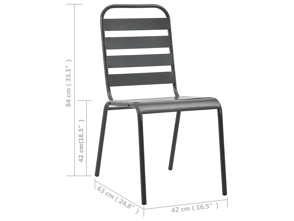 Chaises d'extérieur lot de 4 Design à lattes Acier Gris foncé
