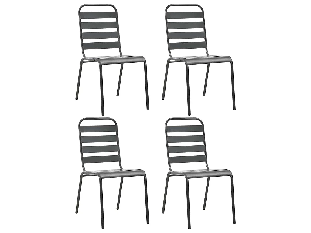 Sedie da Esterno 4 pz Design a Doghe in Acciaio Grigio Scuro