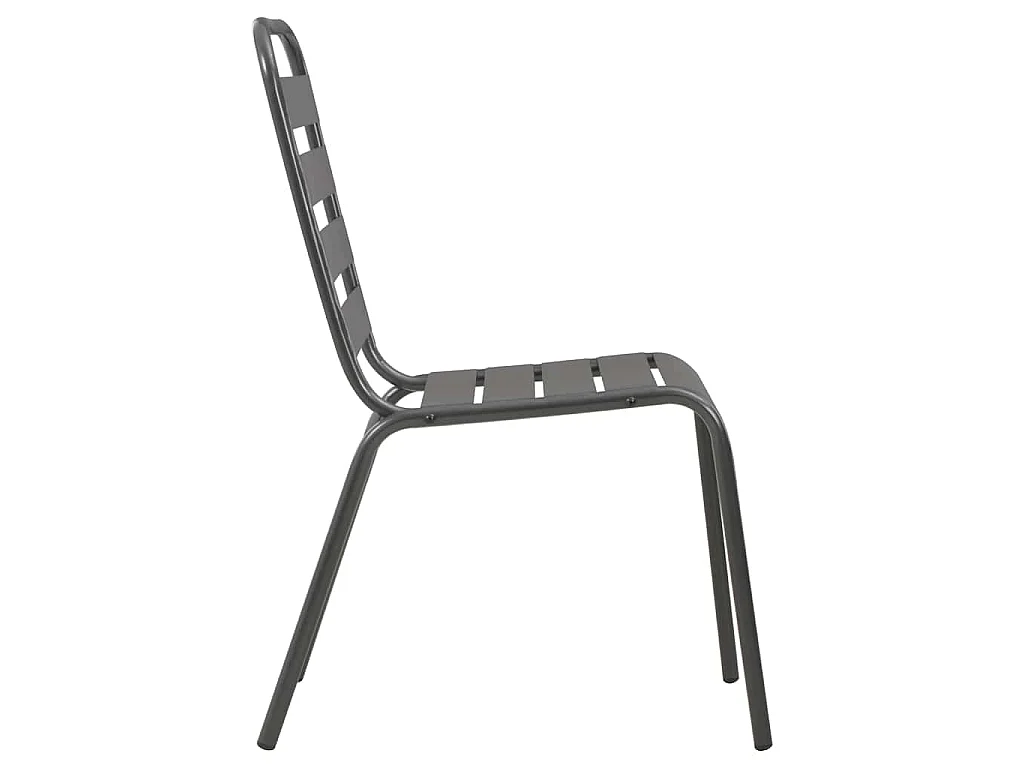 Chaises d'extérieur lot de 4 Design à lattes Acier Gris foncé