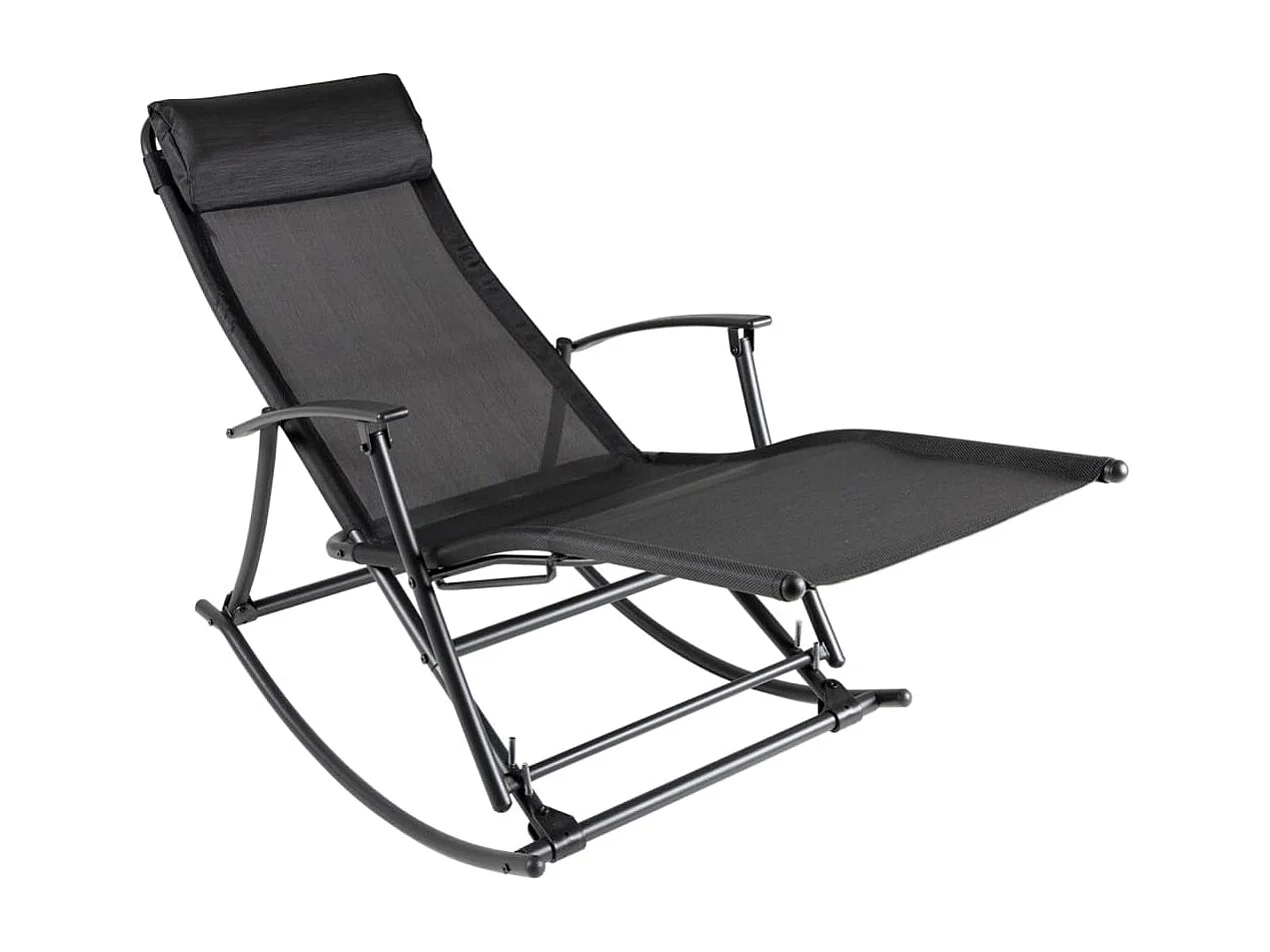 Chaise à bascule de jardin Acier et textilène Noir