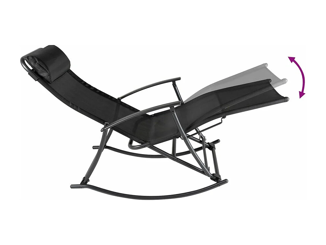 Chaise à bascule de jardin Acier et textilène Noir