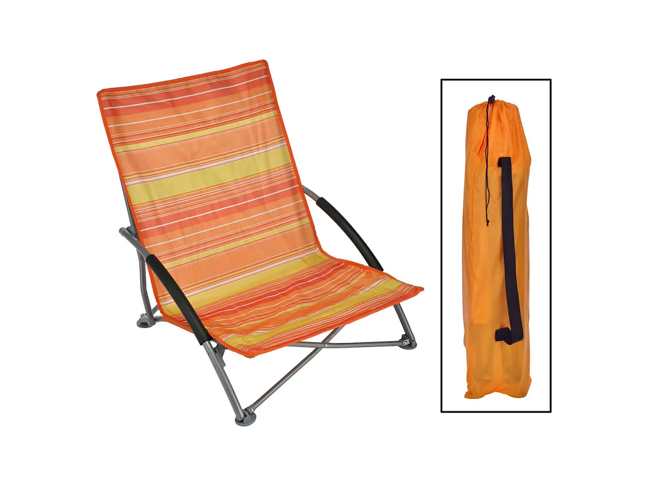 Silla de playa plegable naranja 65x55x25/65cm