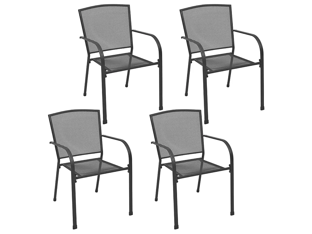 Chaises d'extérieur lot de 4 Design maillé Anthracite Acier