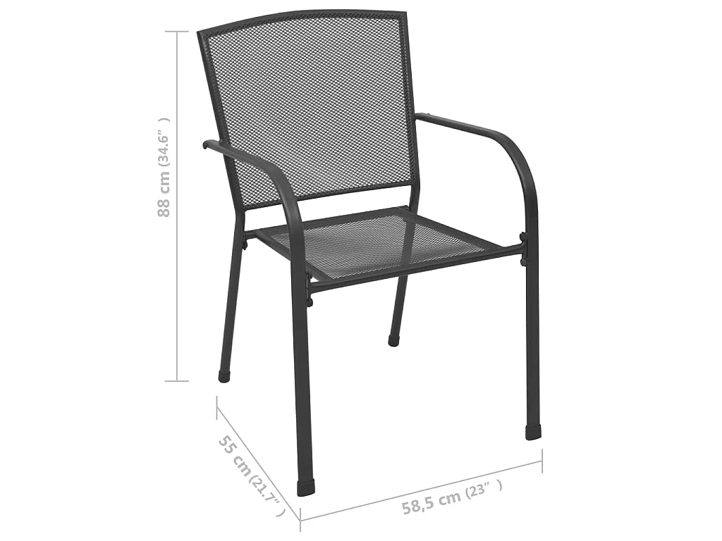 Chaises d'extérieur lot de 4 Design maillé Anthracite Acier