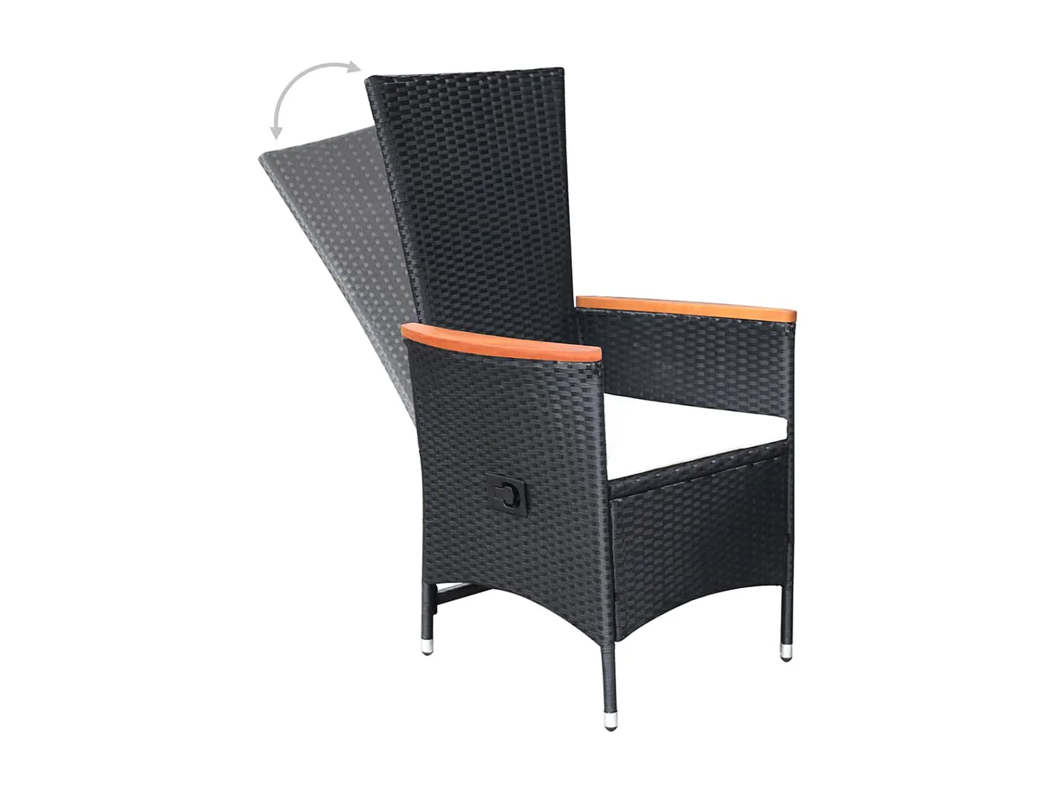 Tuinstoelen 2 st verstelbaar met kussens poly rattan zwart