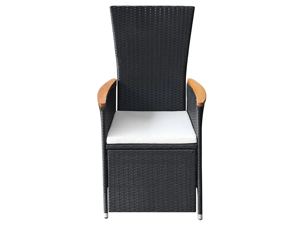 Sedie da Giardino Reclinabili 2 pz con Cuscini Polyrattan Nero