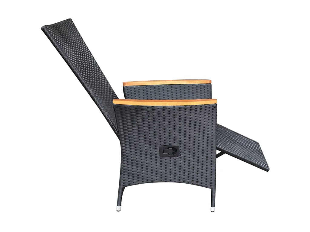 Sedie da Giardino Reclinabili 2 pz con Cuscini Polyrattan Nero