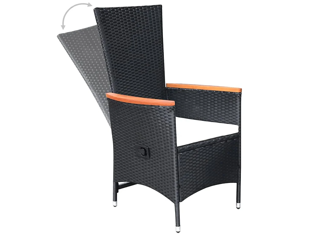 Sedie da Giardino Reclinabili 2 pz con Cuscini Polyrattan Nero