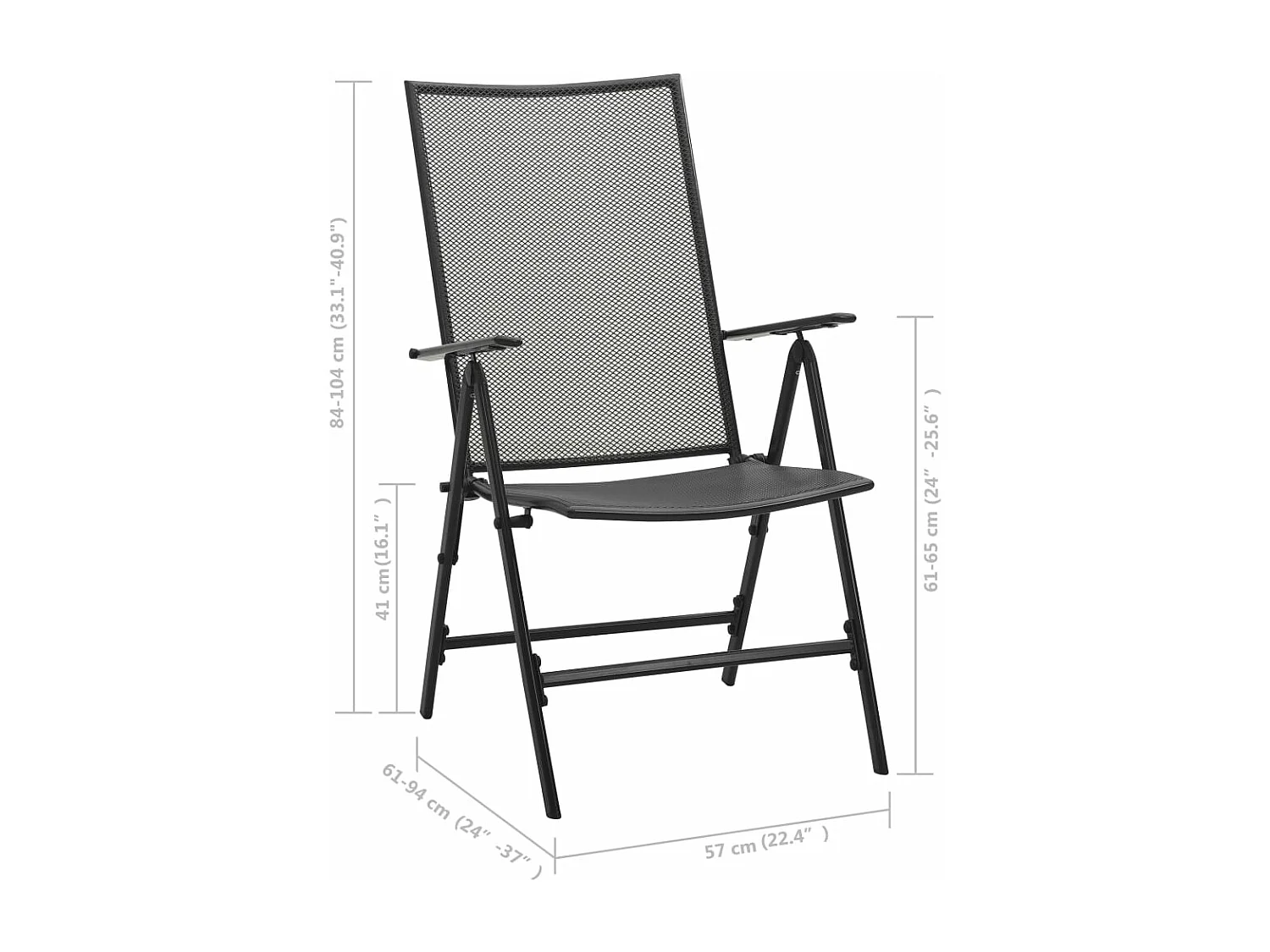 Chaises pliables en maille lot de 4 Acier Anthracite