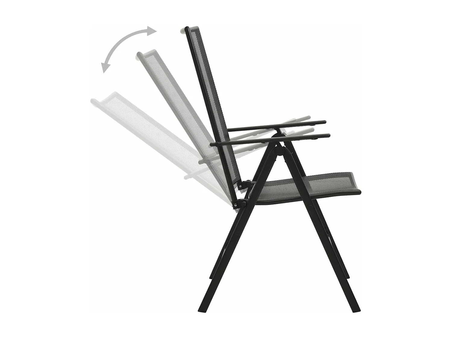Chaises pliables en maille lot de 4 Acier Anthracite