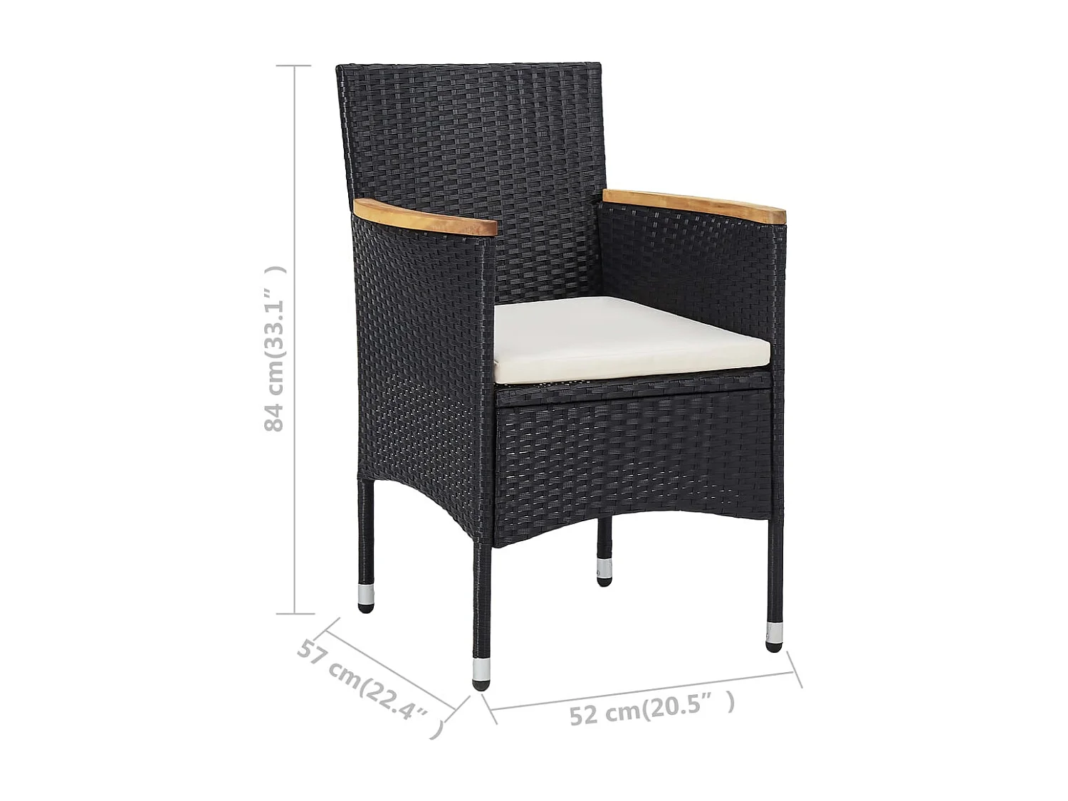 Tuinstoelen 2 st poly rattan zwart