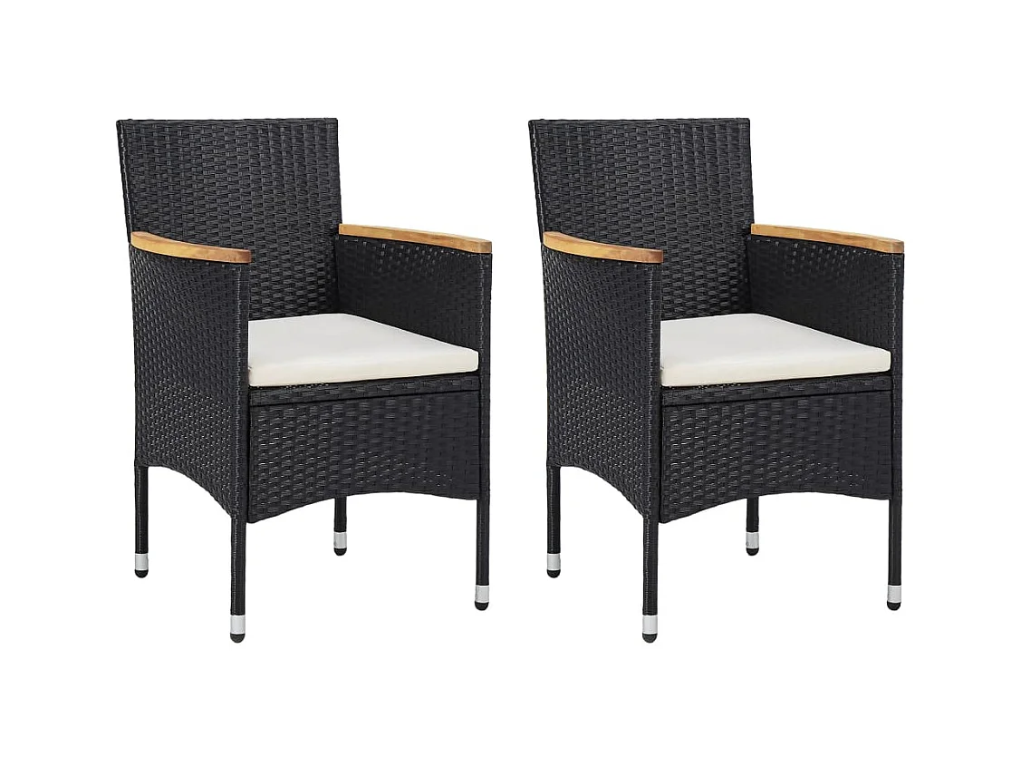 Chaises à manger de jardin lot de 2 Résine tressée Noir
