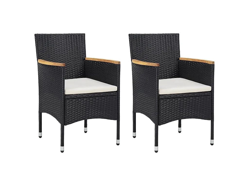 Tuinstoelen 2 st poly rattan zwart