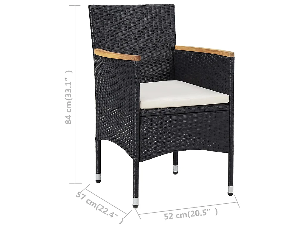 Tuinstoelen 2 st poly rattan zwart