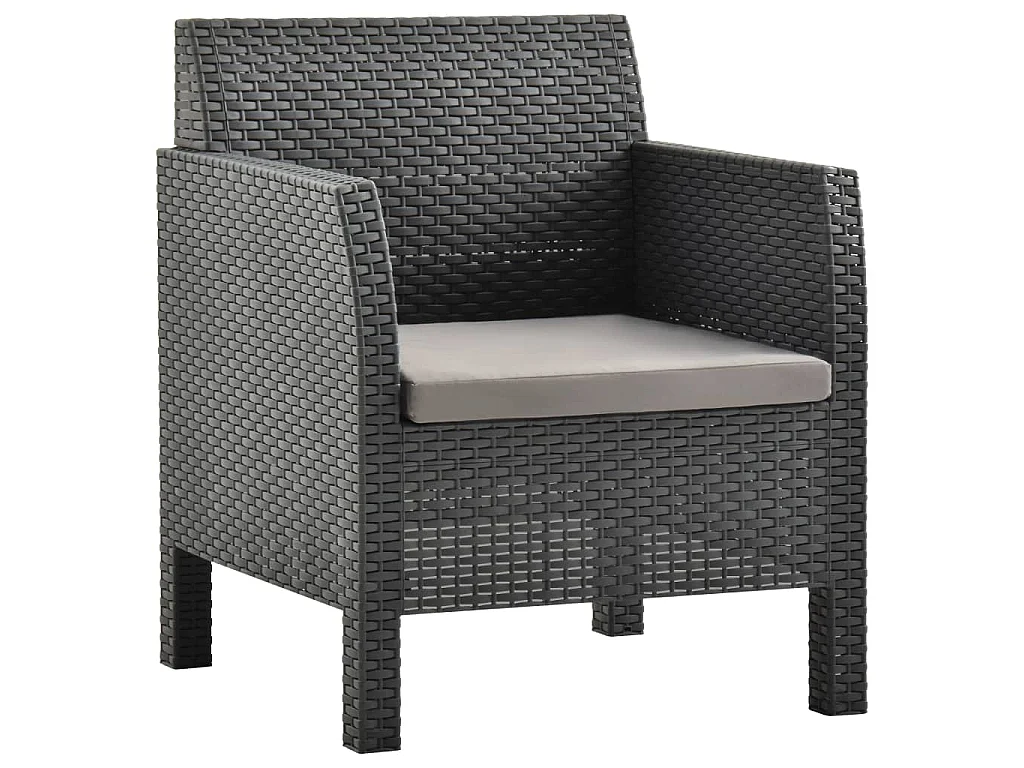 Chaise de jardin avec coussin Anthracite 63x65x76 cm PP Rotin