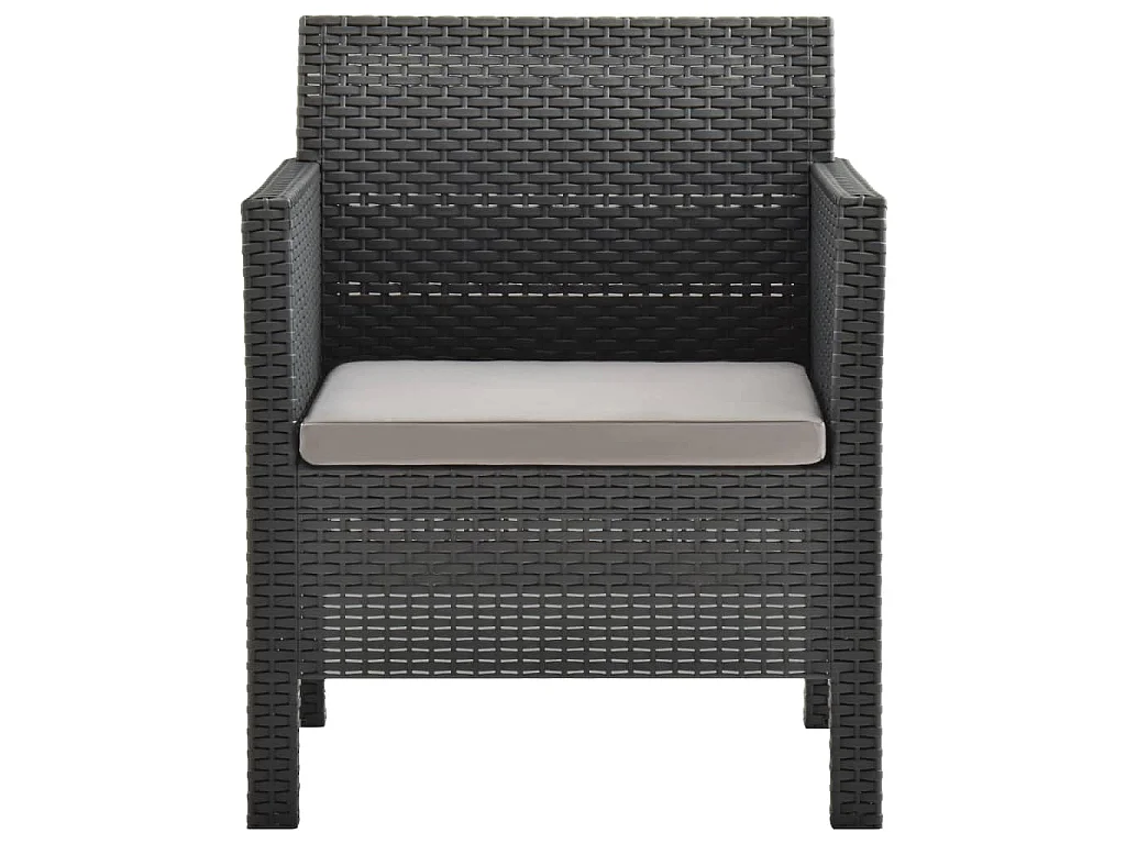 Chaise de jardin avec coussin Anthracite 63x65x76 cm PP Rotin