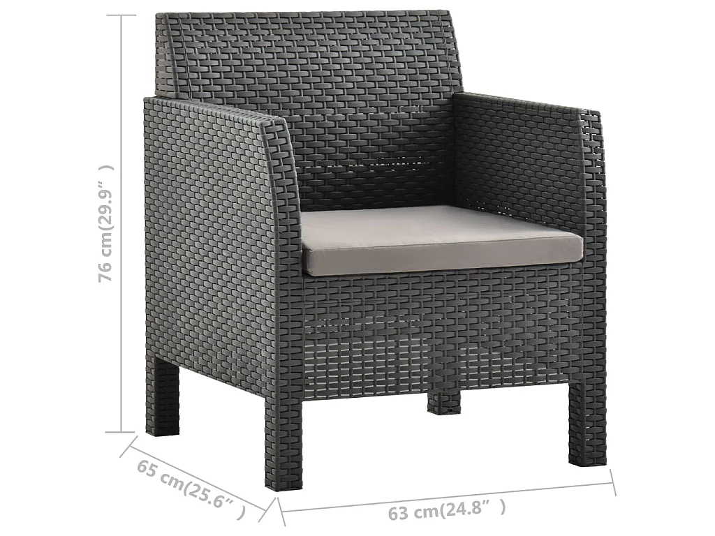 Chaise de jardin avec coussin Anthracite 63x65x76 cm PP Rotin