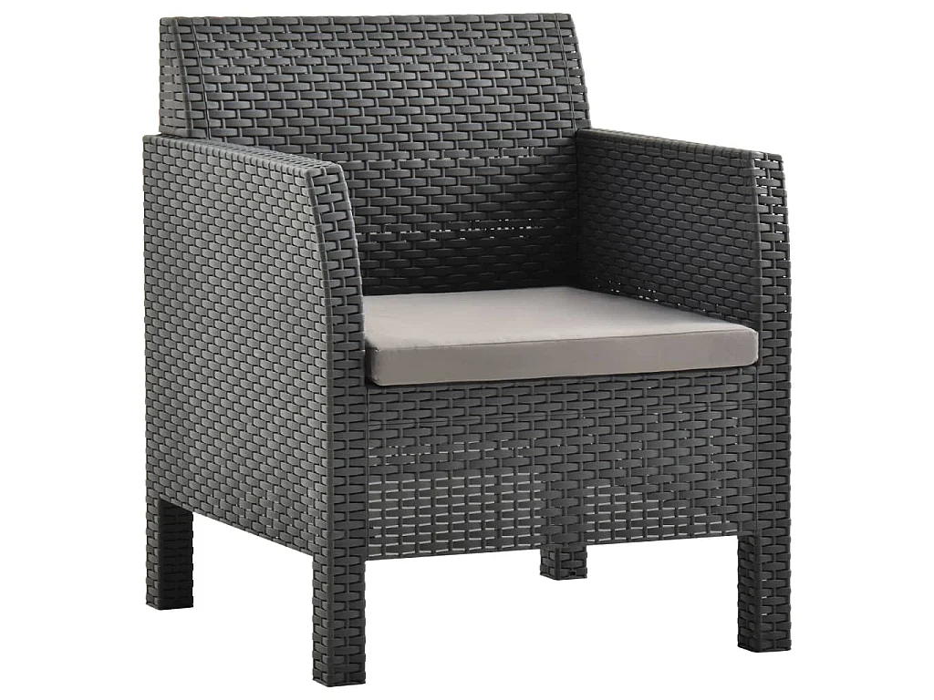 Gartenstuhl mit Kissen Anthrazit 63x65x76 cm PP Rattan