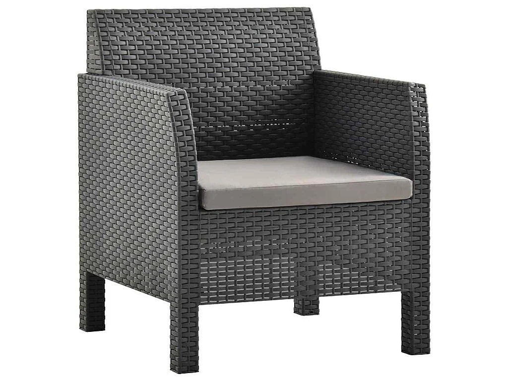 Chaise de jardin avec coussin Anthracite 63x65x76 cm PP Rotin