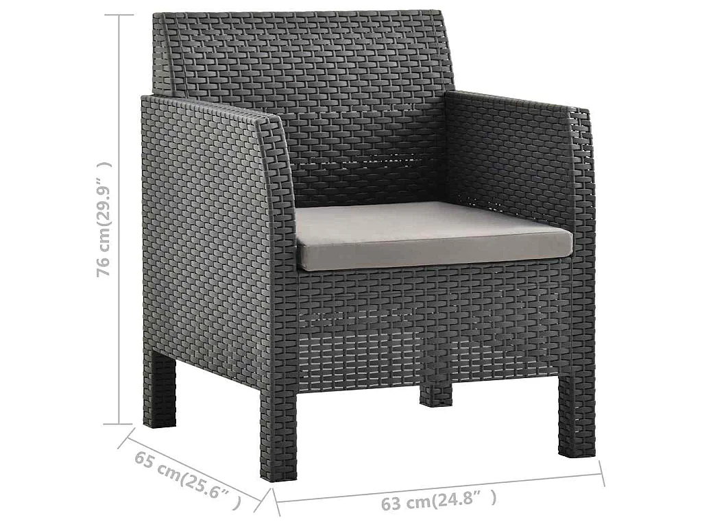Chaise de jardin avec coussin Anthracite 63x65x76 cm PP Rotin