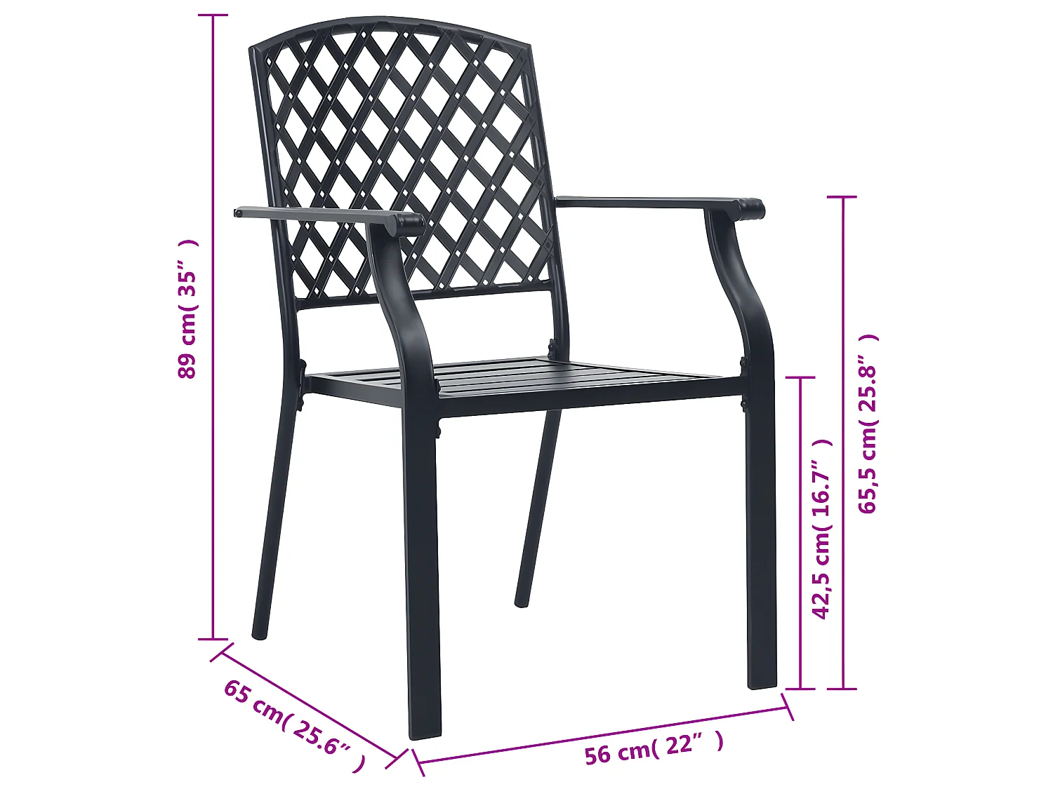 Sedie da Esterno 4 pz Design a Rete in Acciaio Antracite