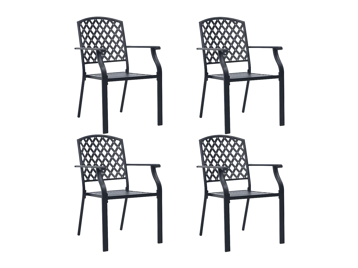 Chaises d'extérieur lot de 4 design maillé acier anthracite