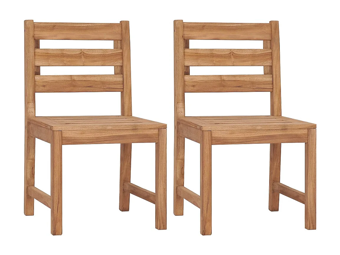 Tuinstoelen 2 st massief teakhout