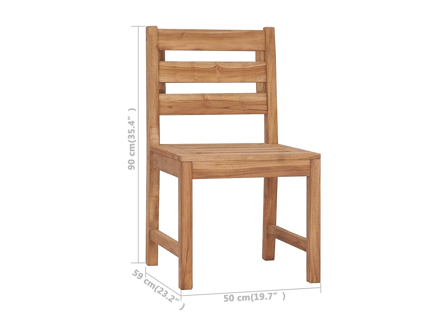 Tuinstoelen 2 st massief teakhout