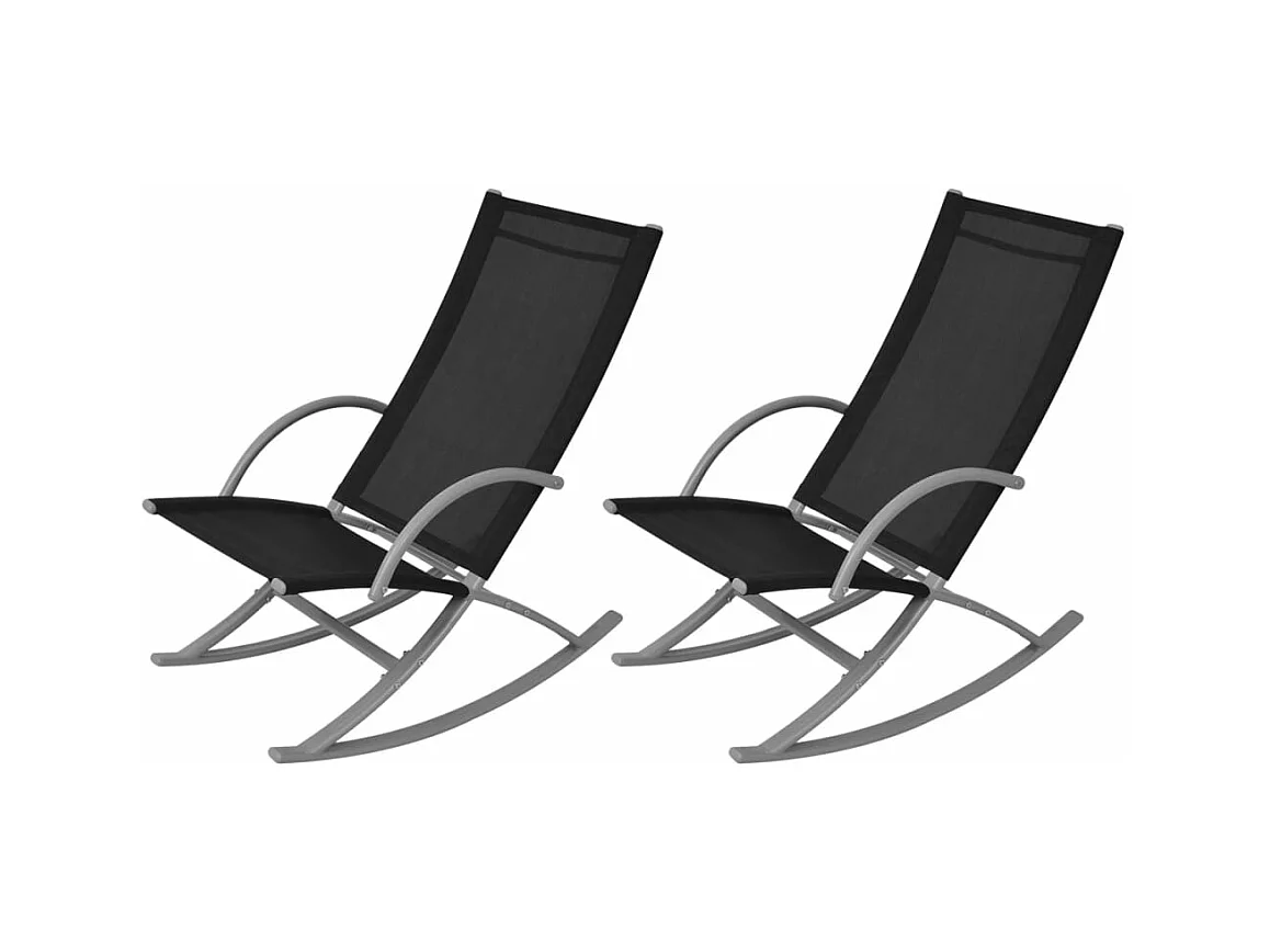 Chaises à bascule de jardin lot de 2 Acier et textilène Noir