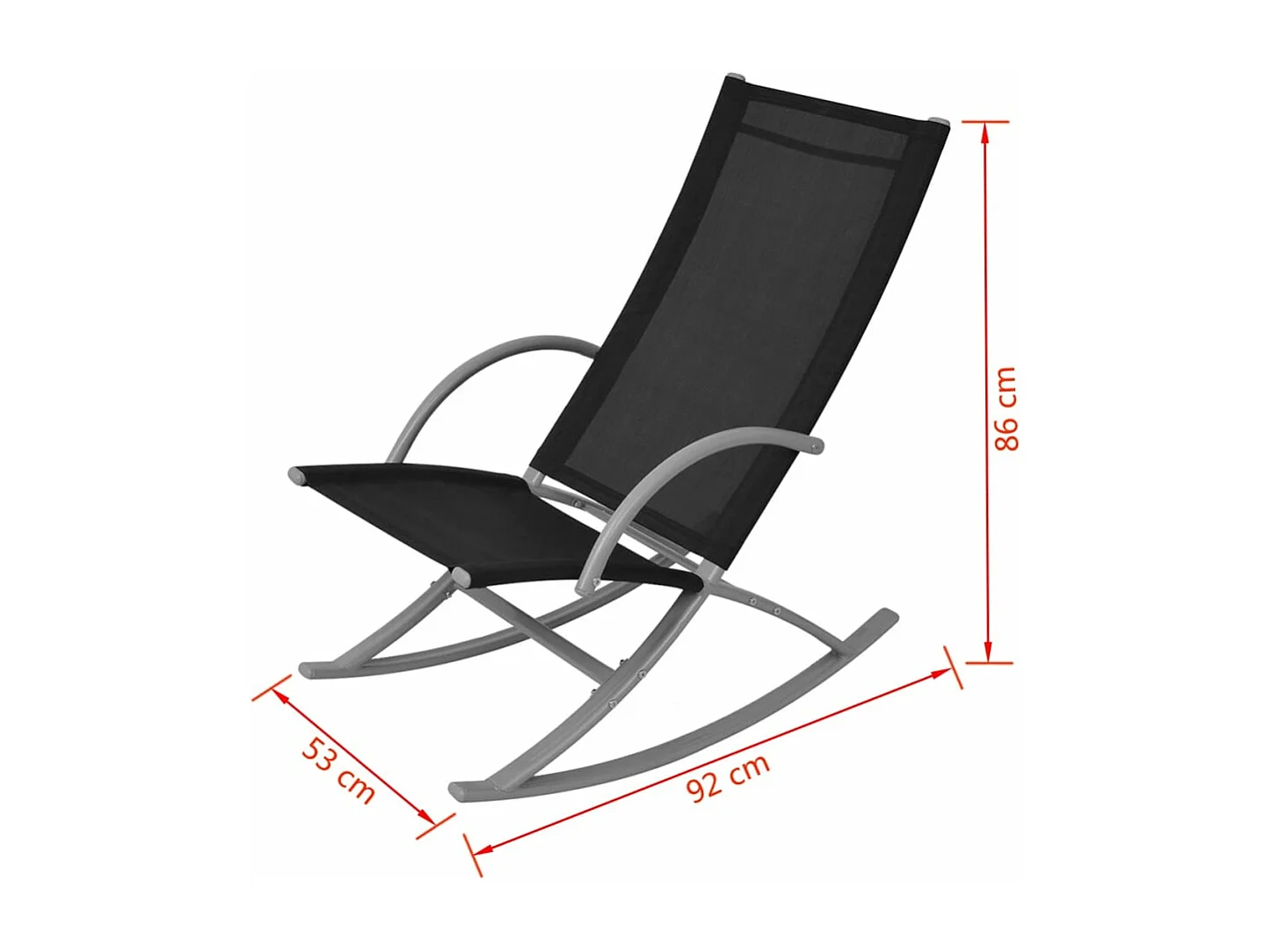 Garten-Schaukelstühle 2 Stk. Stahl und Textiline Schwarz