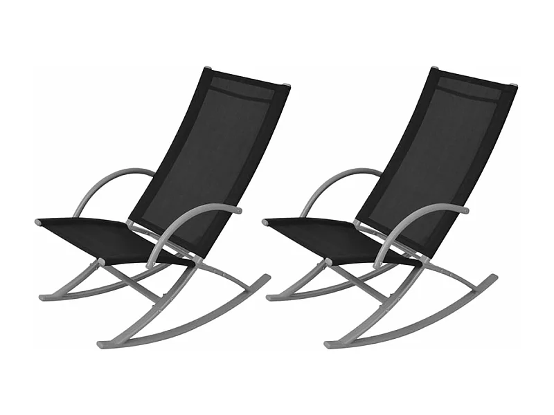 Chaises à bascule de jardin lot de 2 Acier et textilène Noir