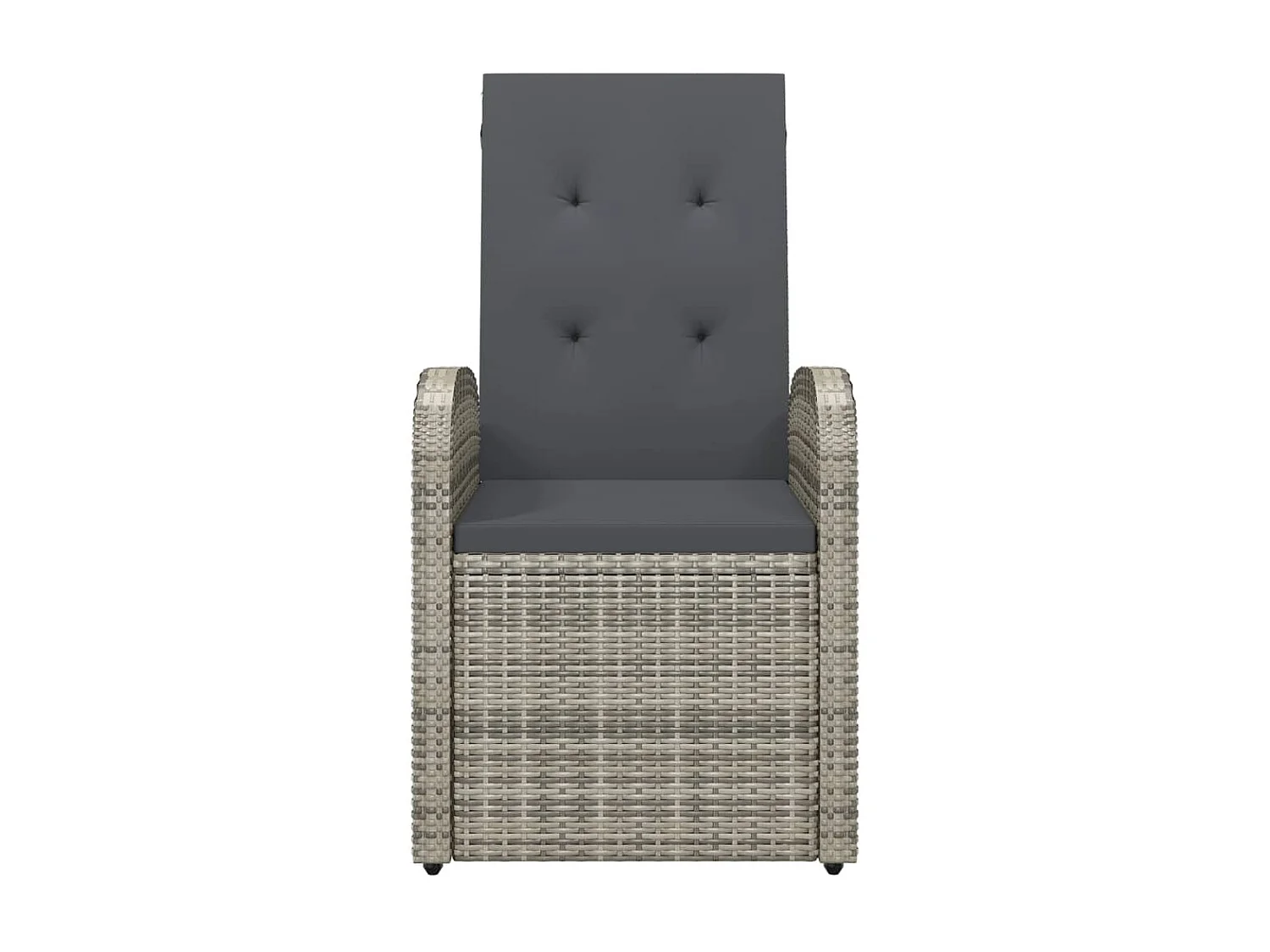 Tuinstoelen 2 st verstelbaar met kussens poly rattan grijs