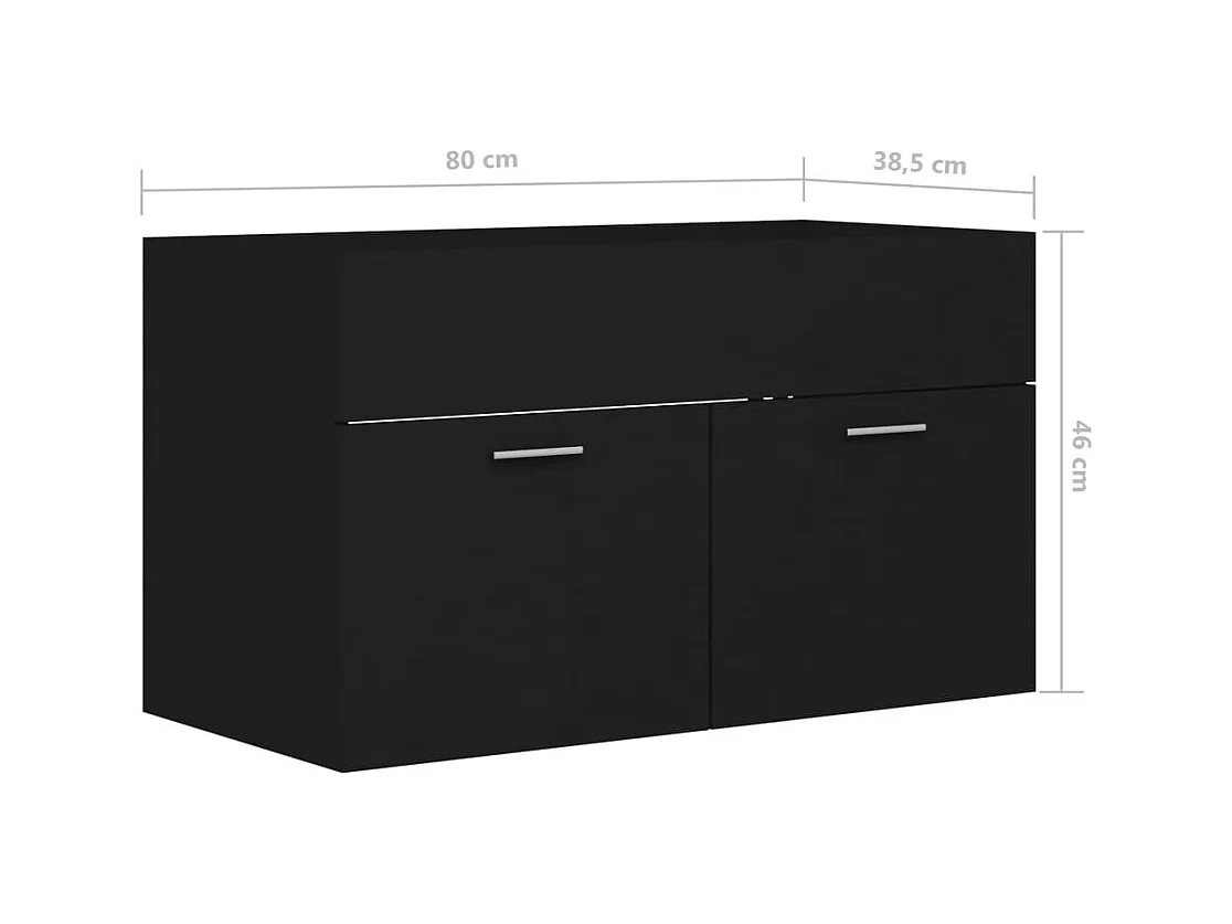 Armoire d'évier Noir 80x38,5x46 cm Bois d’ingénierie