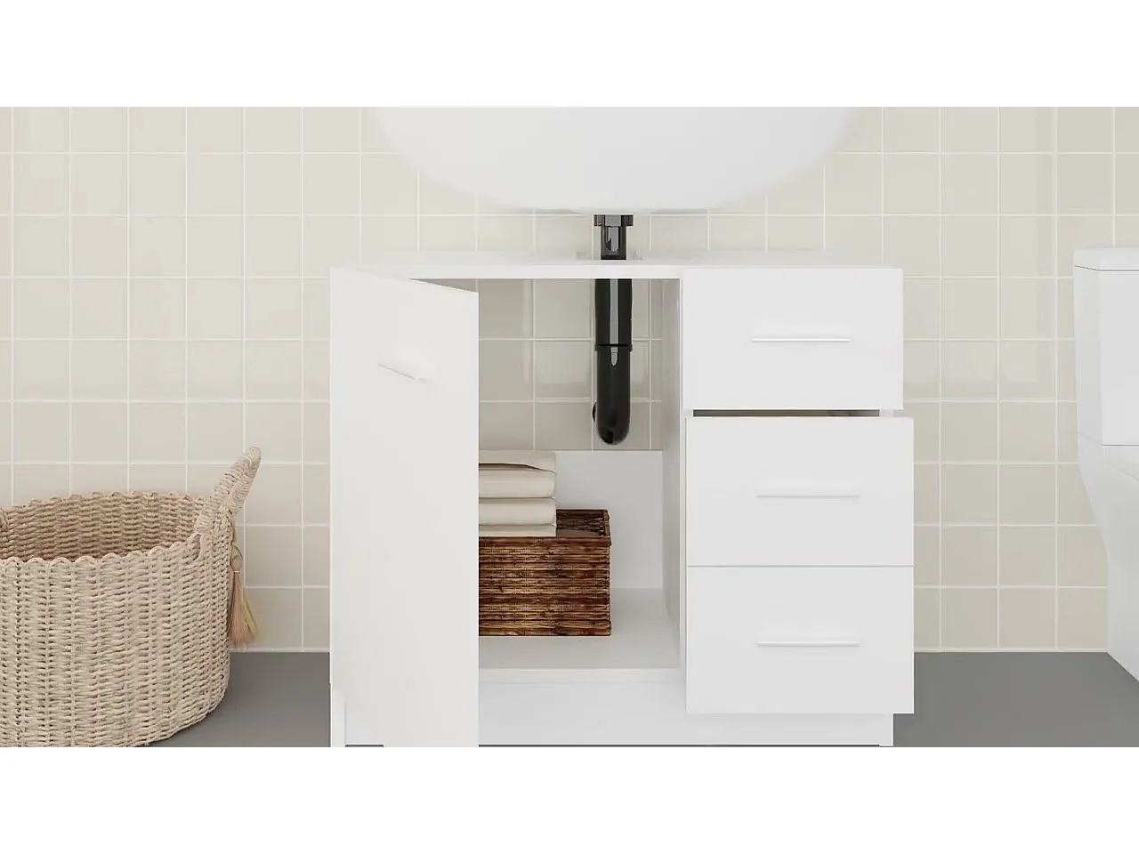 Armoire d'évier Blanc 63x30x54 cm Bois d'ingénierie