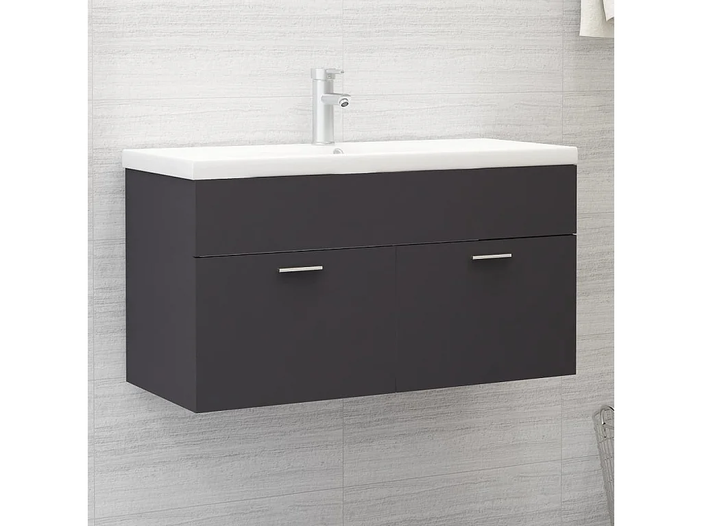 Armoire d'évier Gris 90x38,5x46 cm Bois d’ingénierie