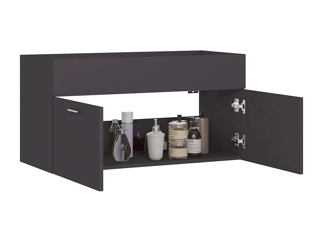 Armoire d'évier Gris 90x38,5x46 cm Bois d’ingénierie