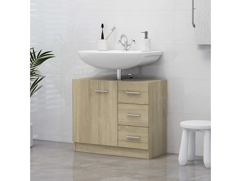 Wastafelkast 63x30x54 cm bewerkt hout sonoma eikenkleurig