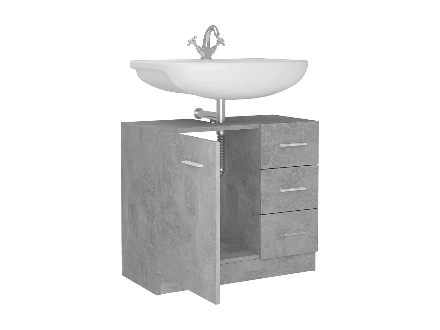 Armoire d'évier Gris béton 63x30x54 cm Bois d'ingénierie