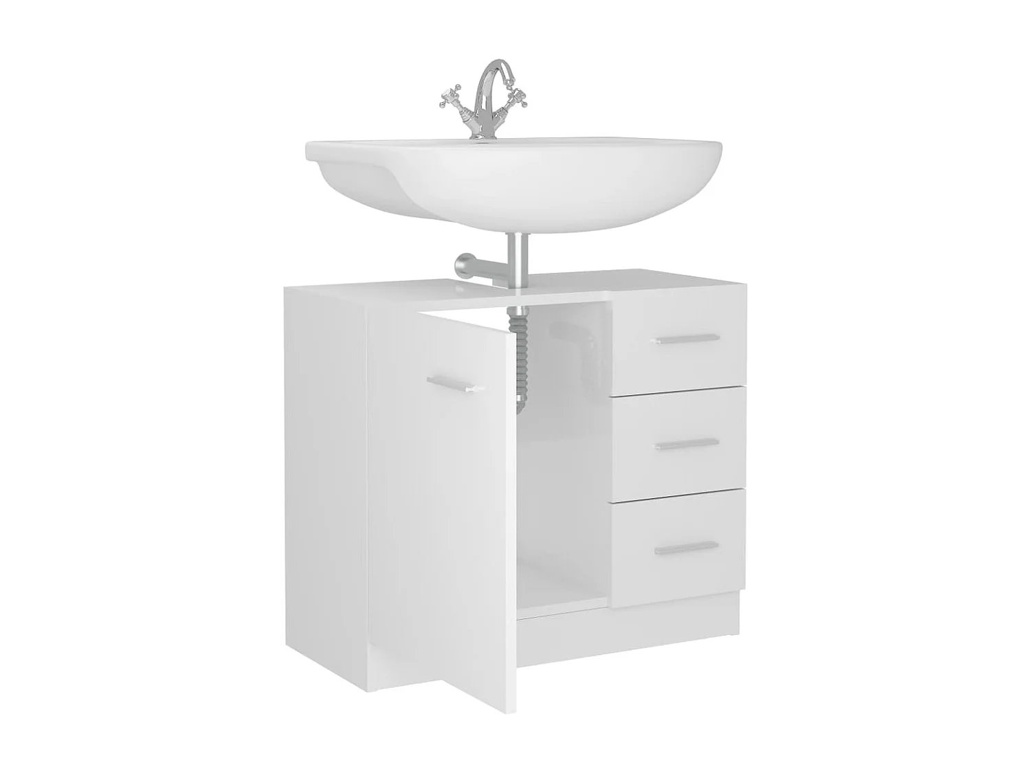 Armoire d'évier Blanc brillant 63x30x54 cm Bois d'ingénierie