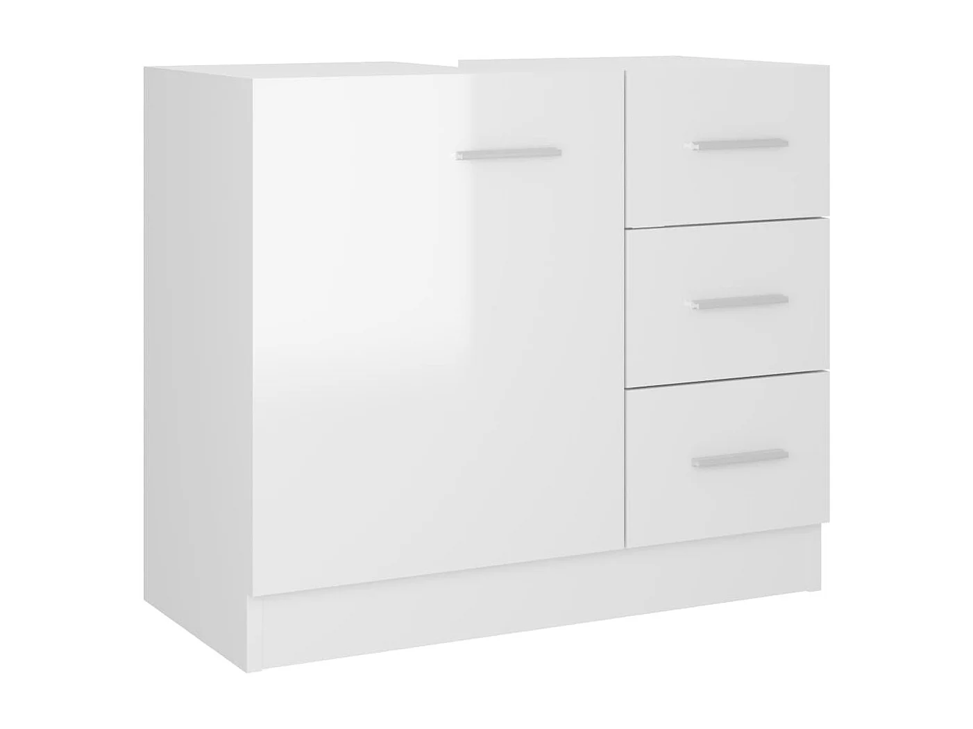 Waschbeckenunterschrank Hochglanz-Weiß 63x30x54 cm Spanplatte