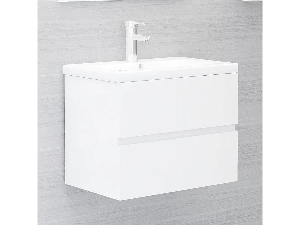 Armoire d'évier Blanc brillant 60x38,5x45 cm Bois d'ingénierie