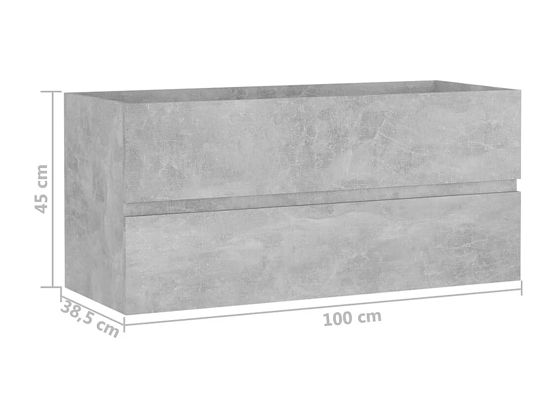 Armoire d'évier Gris béton 100x38,5x45 cm Bois d'ingénierie