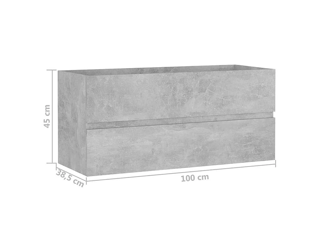 Armoire d'évier Gris béton 100x38,5x45 cm Bois d'ingénierie