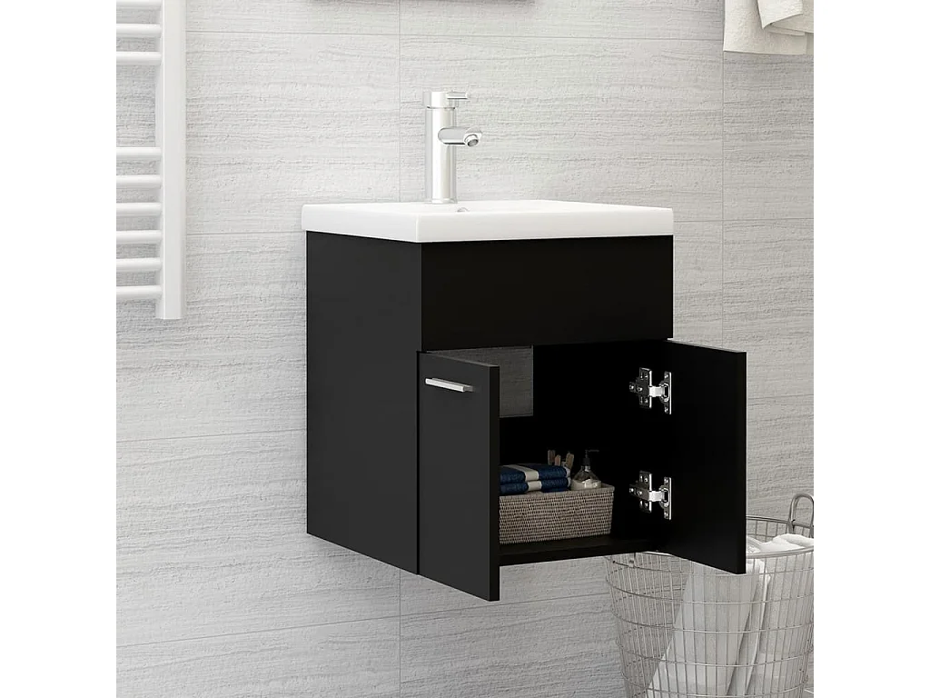 Armoire d'évier Noir 41x38,5x46 cm Bois d’ingénierie