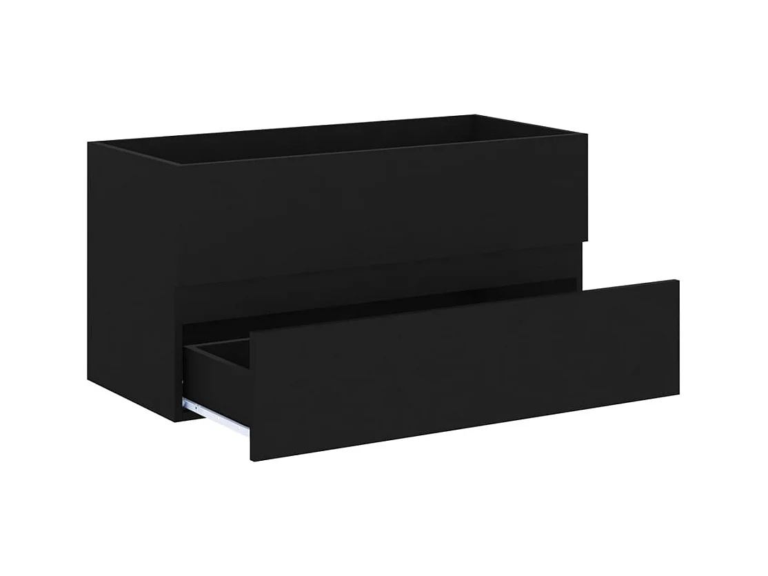 Armoire d'évier Noir 90x38,5x45 cm Bois d'ingénierie