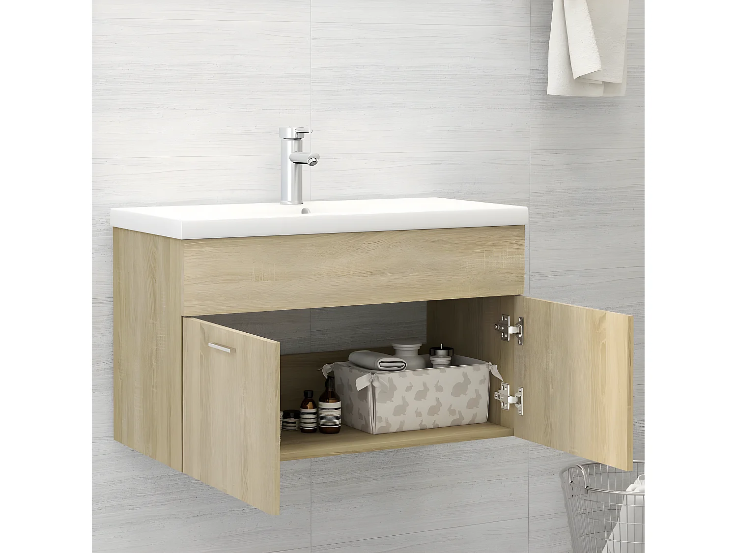 Armoire d'évier Chêne sonoma 80x38,5x46 cm Bois d’ingénierie