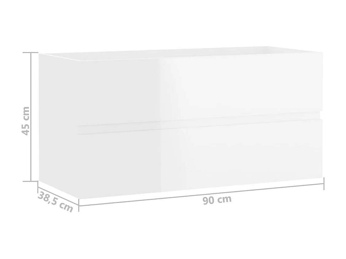Armoire d'évier Blanc brillant 90x38,5x45 cm Bois d'ingénierie