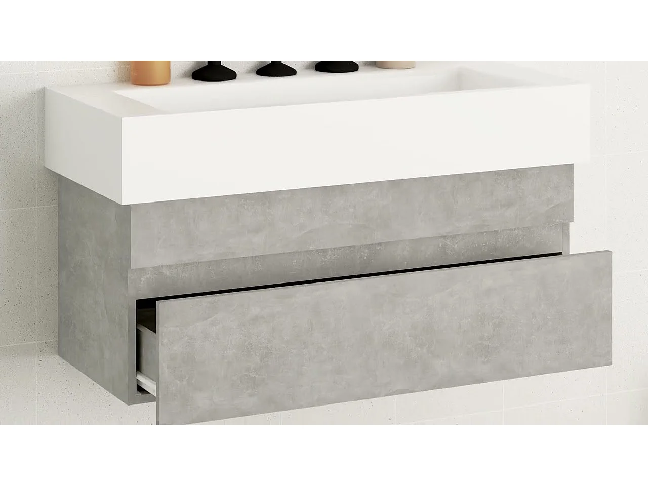 Armoire d'évier Gris béton 90x38,5x45 cm Bois d'ingénierie