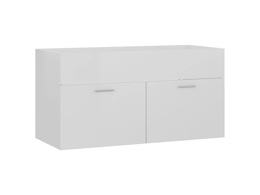 Armoire d'évier Blanc brillant 90x38,5x46 cm Bois d’ingénierie